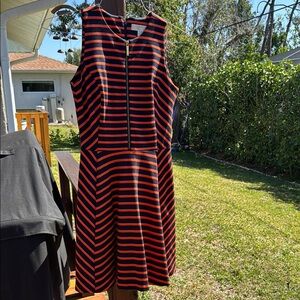 Striped navy and Orange Michael by Michael Kors Sleeveless Dress